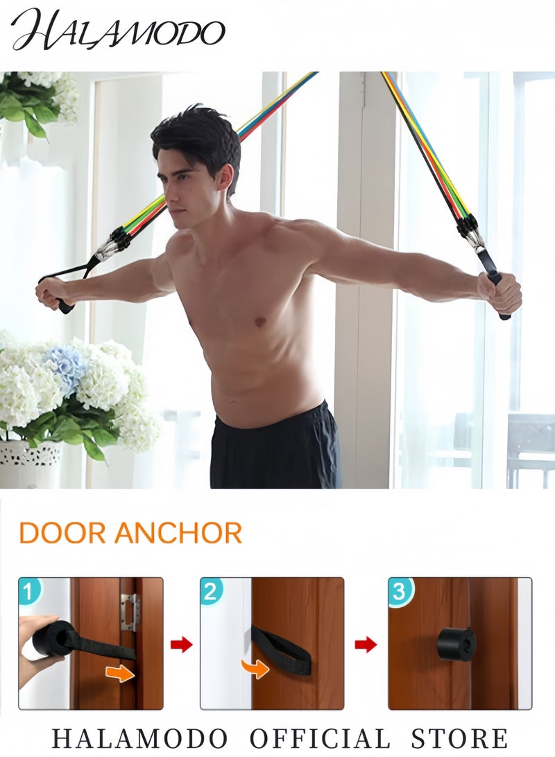 HALAMODO Resistance Bands Set Exercise Band Workout Bands for Working Out with Handles for Men & Women Fitness Strength Training Home Gym Equipment - Image 5