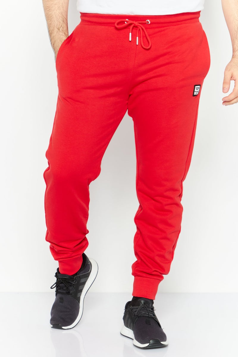 DIESEL Men Regular Fit Brand Logo Jogger Pants, Red  - Image 1