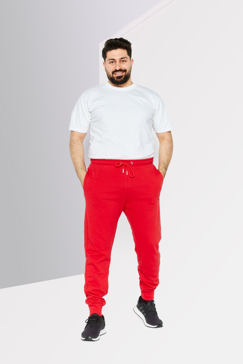 DIESEL Men Regular Fit Brand Logo Jogger Pants, Red  - Image 2