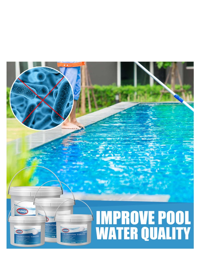 300pcs Chlorine Tablets, Chlorinating Tablets with Chlorine Floater Dispenser, Long Lasting Chlorinating Tabs, Chlorine Tabs for for Swimming Pools Hot Tubs