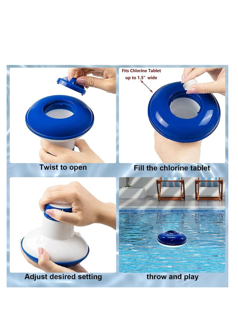 300pcs Chlorine Tablets, Chlorinating Tablets with Chlorine Floater Dispenser, Long Lasting Chlorinating Tabs, Chlorine Tabs for for Swimming Pools Hot Tubs