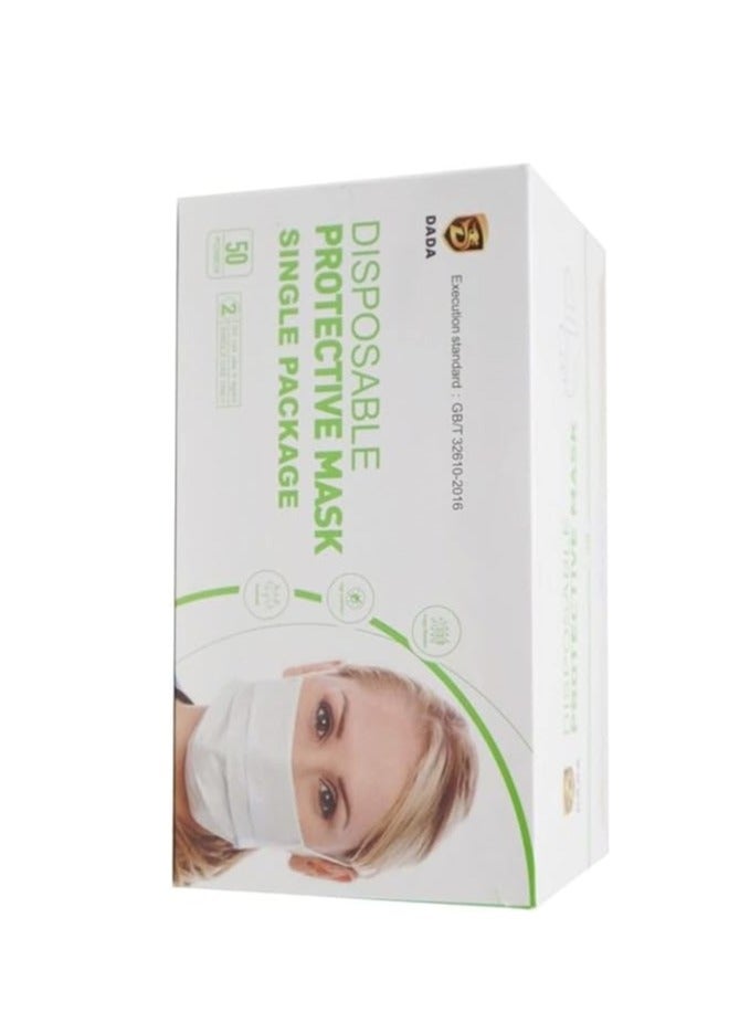 Dada 50 Pieces Disposable White Face Masks Individual packing - Image 1