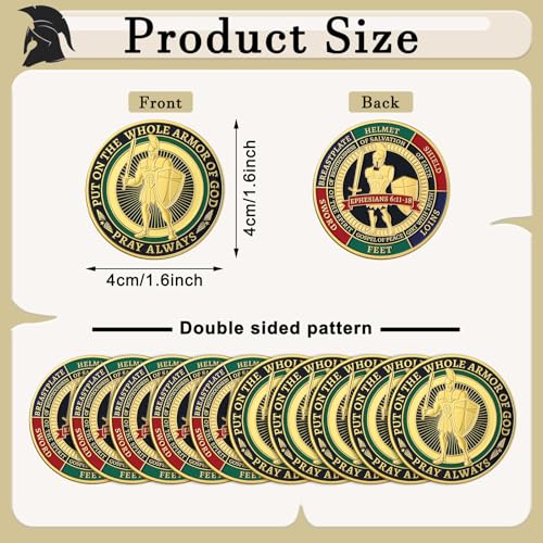 Nosiny 40 Pcs Put on The Whole Armor of God Coins Bulk Christian Challenge Coins Metal Commemorative Prayer Gifts for Men Collectors Religious Church Party Military SouvenirStylish - Image 5
