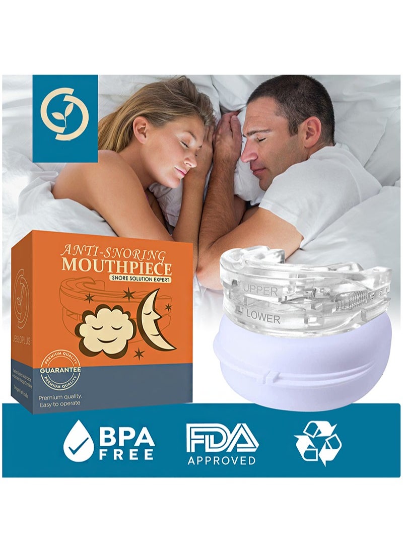 Anti-Snoring Mouthpiece Snore Solution Expert，Night Time Teeth Mouthguard & Sleeping Bite Guard for Bruxism and Stop Snoring，Custom Molding & Adjustability