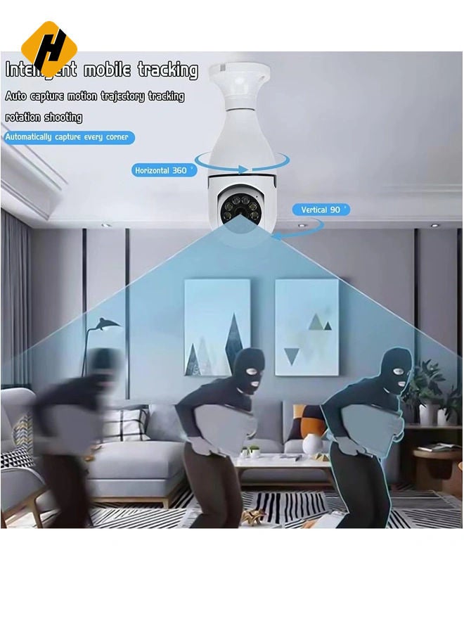 HuHa 1080P Security Wireless Camera, Light Bulb Security Camera, 360 Degree 2.4GHz & 5G WiFi IP Camera for Home Indoor Outdoor Security, Human Motion Detection and Alarm Two Way Talk  - Image 5