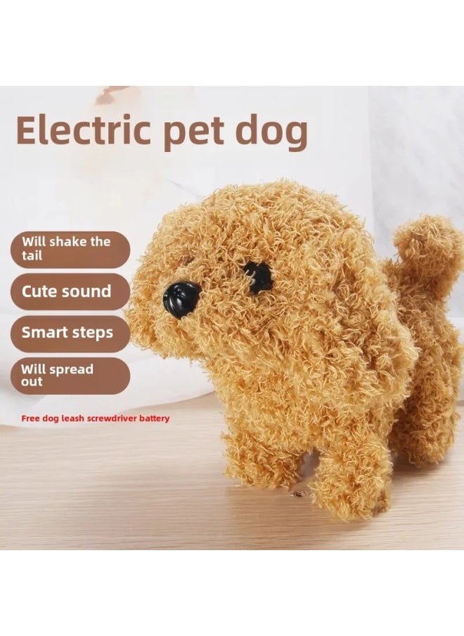 Electric Simulation Animal Plush Pet Dog Small White Rabbit Jumping Sounding Cute Pet Teddy Dog Tail Wagging-Color:Large Teddy Dog ]  - Image 3