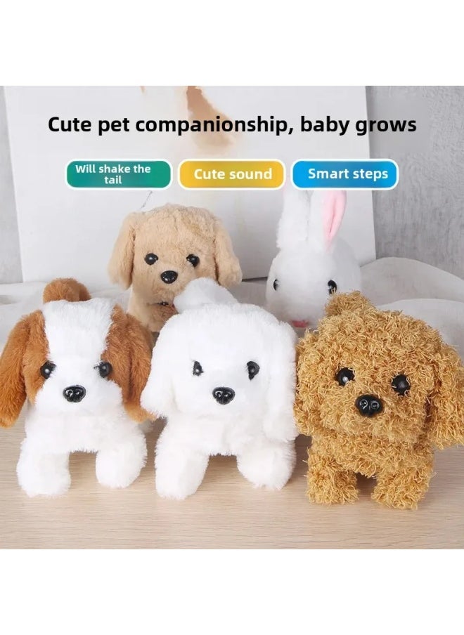 Electric Simulation Animal Plush Pet Dog Small White Rabbit Jumping Sounding Cute Pet Teddy Dog Tail Wagging-Color:Large Teddy Dog ]  - Image 5