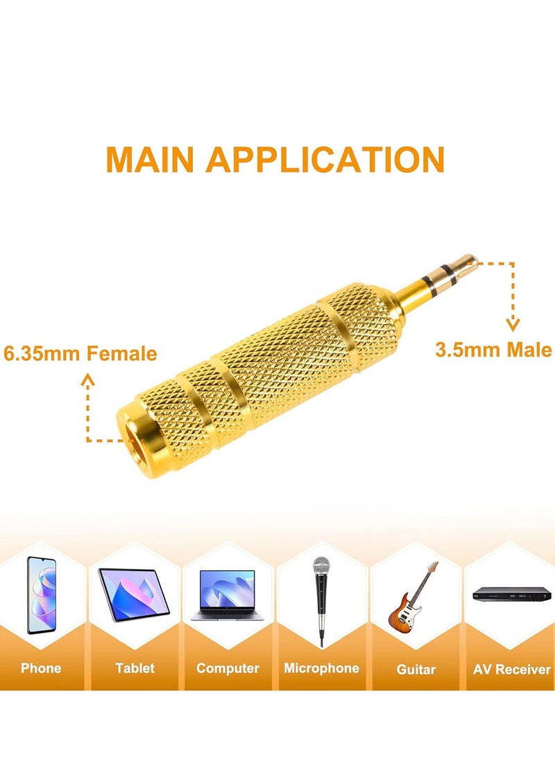 Generic 6 Pack Headphone Jack 3.5mm (1/8 inch) Male to 6.35mm(1/4 inch) Female Adapter and 6.35mm（1/4） to 3.5mm(1/8) Audio Adapter,Stereo Audio Jack Adapter for Player, Headphone,Guitar Amplifier,Gold.  - Image 2