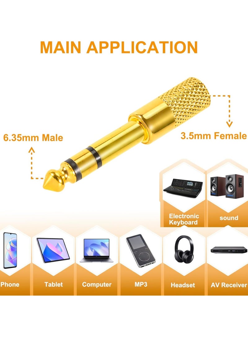 Generic 6 Pack Headphone Jack 3.5mm (1/8 inch) Male to 6.35mm(1/4 inch) Female Adapter and 6.35mm（1/4） to 3.5mm(1/8) Audio Adapter,Stereo Audio Jack Adapter for Player, Headphone,Guitar Amplifier,Gold.  - Image 3