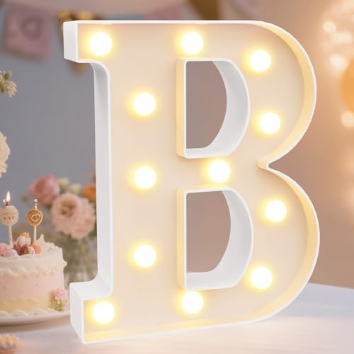 Pooqla LED Marquee Letter Lights Sign, Light Up Alphabet Letter for Home Party Wedding Decoration B - Image 1