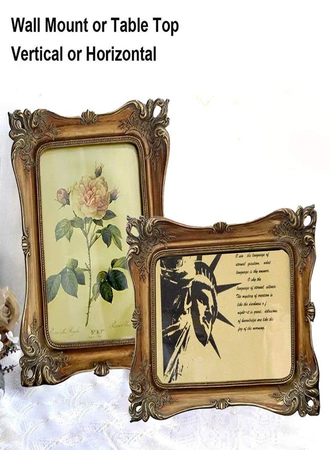 CISOO Vintage 5x7 Picture Frame Antique Photo Frame Table Top Display and Wall Hanging, Retro Home Decor, Ornate Photo Gallery Art (Bronze Gold) - Image 4