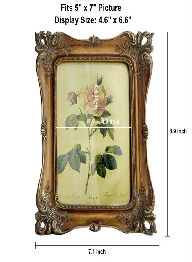 CISOO Vintage 5x7 Picture Frame Antique Photo Frame Table Top Display and Wall Hanging, Retro Home Decor, Ornate Photo Gallery Art (Bronze Gold) - Image 5