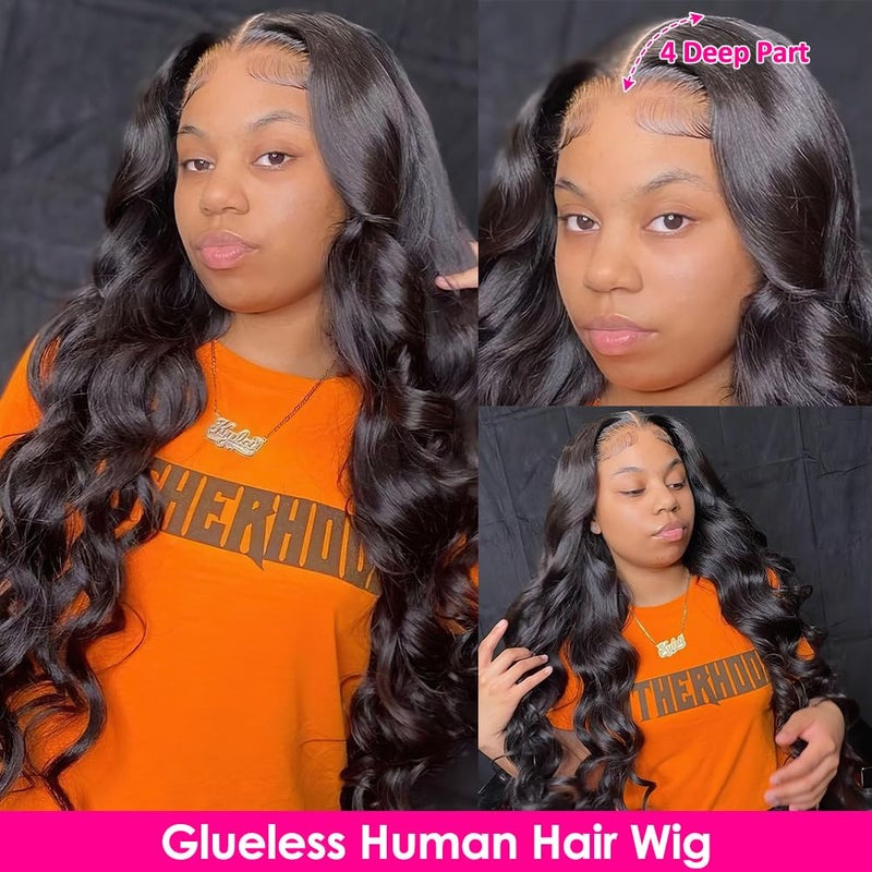 Hedy Highlight Wear and Go Glueless Wigs Human Hair for Women Pre Plucked Pre Cut 4/27 Glueless Body Wave Ombre Highlight Lace Front Wigs Human Hair Colored 150% Density(20 Inch) - Image 3