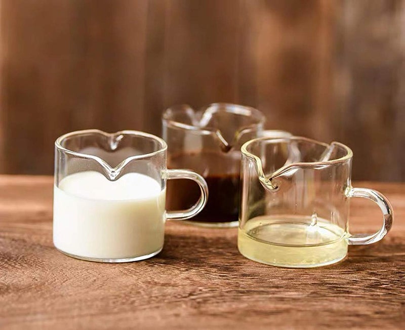 Bcnmviku Shot Glasses Espresso Parts Double Spouts Milk Cup Clear Glass (Clear Glass-2Pack) - Image 4