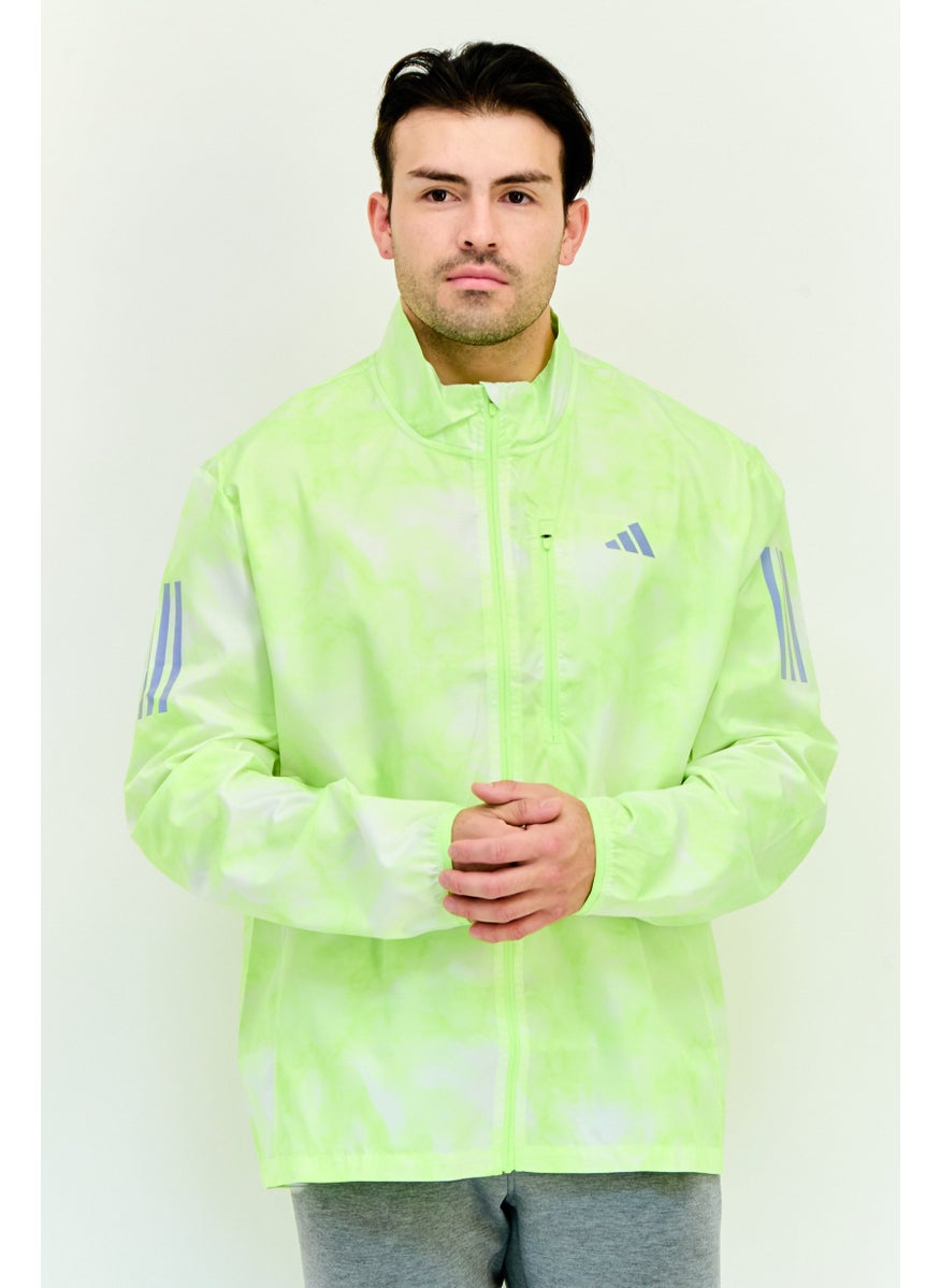 Adidas Men Sportswear Fit Long Sleeves Running Jacket, Lime Green  - Image 1