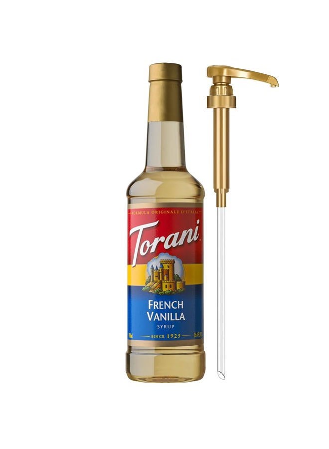Torani Coffee Syrup, French Vanilla Flavored Syrup for Drinks, Pump Included, 25.4 Fl Oz - Image 1