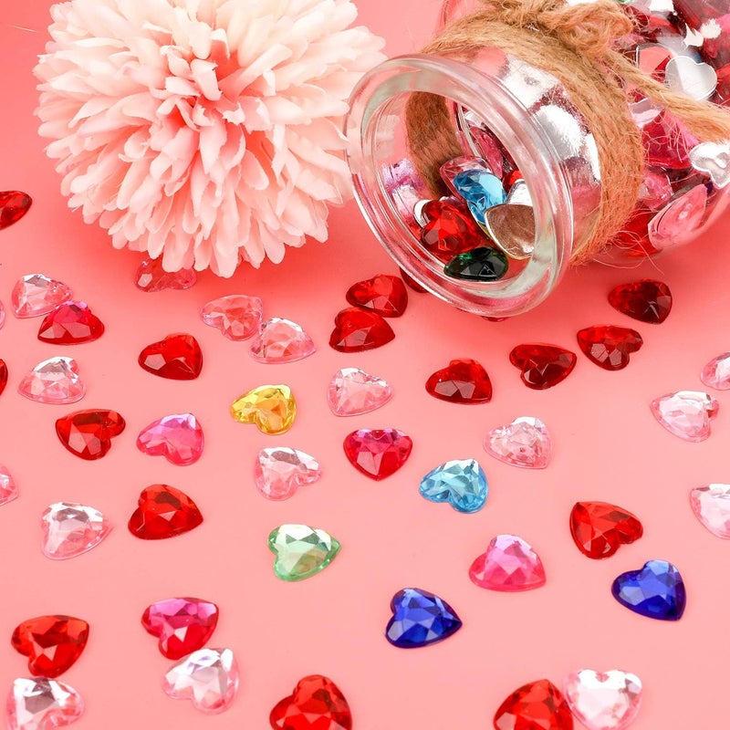 Konsait 400 Count Red Pink Acrylic Heart for Valentines Day Heart GemsWedding Heart Table Scatter Decoration Flat Back Heart RhinestonesHeart Glass Crystal Decor for DIY Crafts Jewelry Making - Image 2