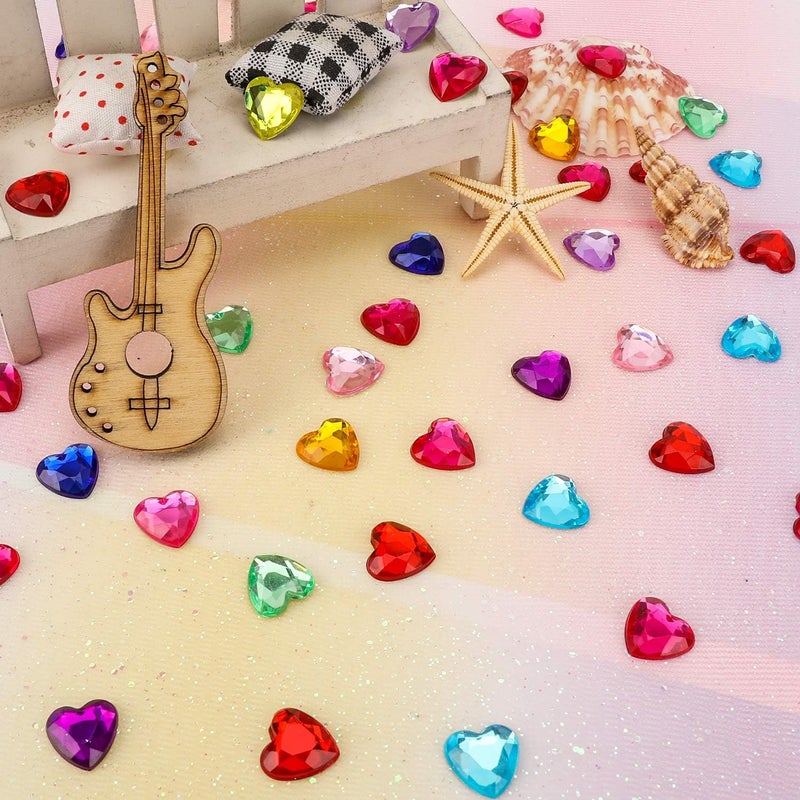 Konsait 400 Count Red Pink Acrylic Heart for Valentines Day Heart GemsWedding Heart Table Scatter Decoration Flat Back Heart RhinestonesHeart Glass Crystal Decor for DIY Crafts Jewelry Making - Image 3