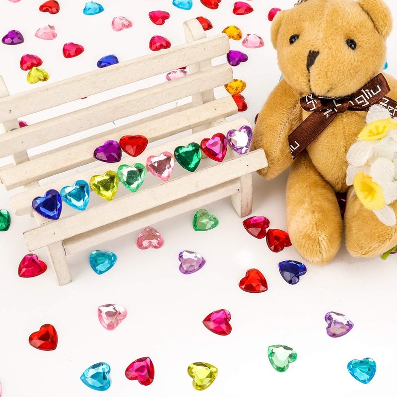 Konsait 400 Count Red Pink Acrylic Heart for Valentines Day Heart GemsWedding Heart Table Scatter Decoration Flat Back Heart RhinestonesHeart Glass Crystal Decor for DIY Crafts Jewelry Making - Image 5