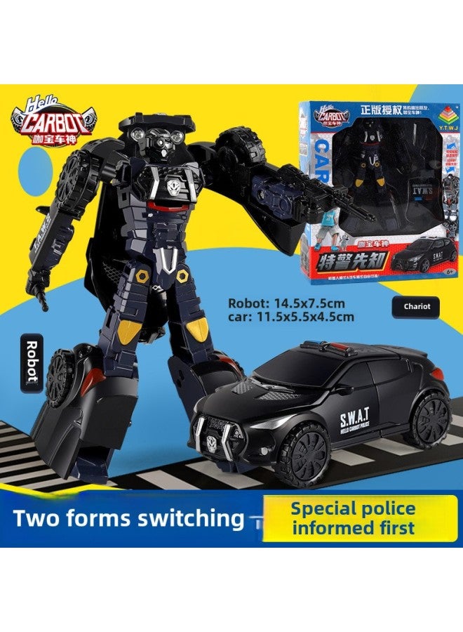 Genuine Coffee Treasure Car God Deformation Toy Ace Driver King Kong Car Man Mecha Model Robot Suit Gift Box-Color:KB-09 Special Police Prophet - Image 1