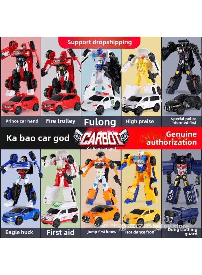 Genuine Coffee Treasure Car God Deformation Toy Ace Driver King Kong Car Man Mecha Model Robot Suit Gift Box-Color:KB-09 Special Police Prophet - Image 3