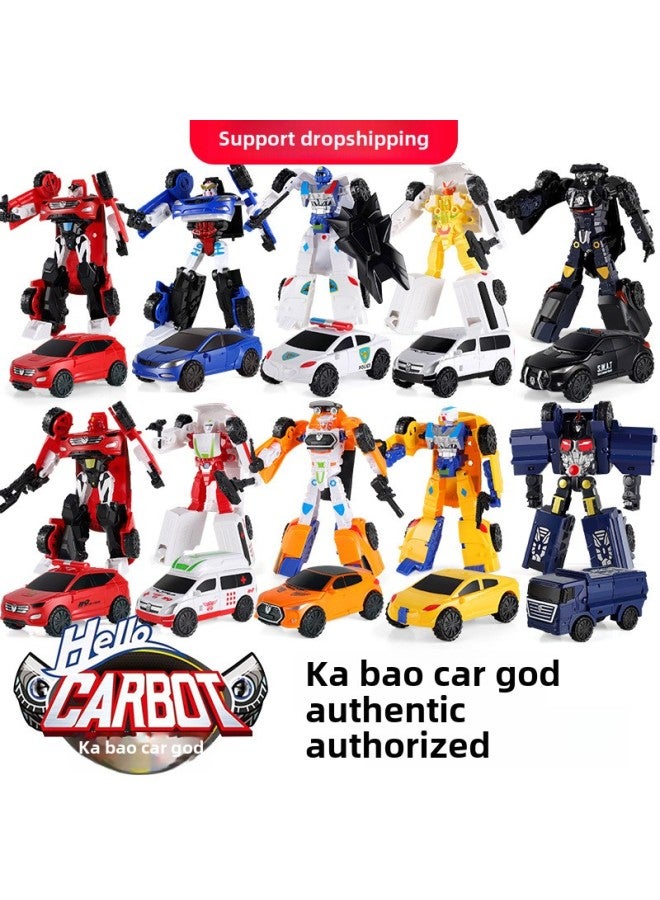 Genuine Coffee Treasure Car God Deformation Toy Ace Driver King Kong Car Man Mecha Model Robot Suit Gift Box-Color:KB-09 Special Police Prophet - Image 4