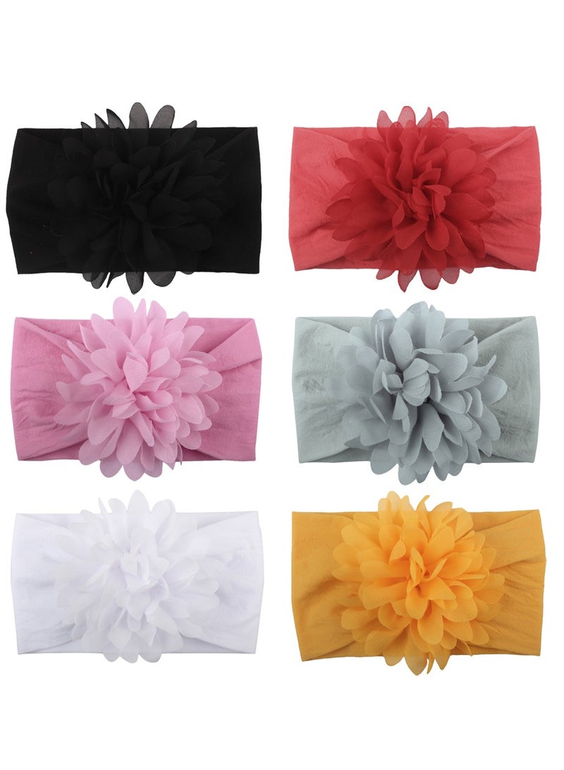 6 PACK Baby Girl's Headbands with Chiffon FLowers - Image 2