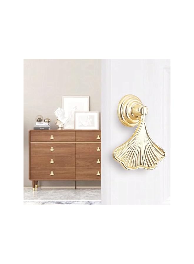 The Bros Gold Color Bronze Alloy Knobs, Kitchen Cupboard Drawer Pulls Kitchen Wardrobe Furniture Handles (6pcs, Ginkgo-Leaf) - Image 3