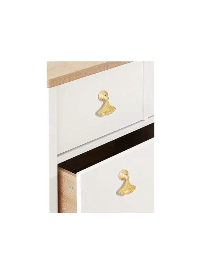 The Bros Gold Color Bronze Alloy Knobs, Kitchen Cupboard Drawer Pulls Kitchen Wardrobe Furniture Handles (6pcs, Ginkgo-Leaf) - Image 4
