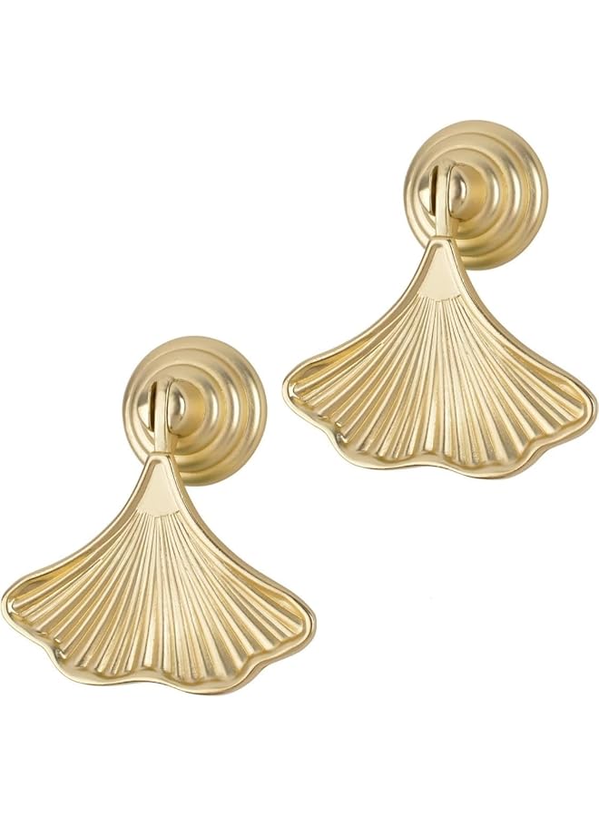 The Bros Gold Color Bronze Alloy Knobs, Kitchen Cupboard Drawer Pulls Kitchen Wardrobe Furniture Handles (6pcs, Ginkgo-Leaf) - Image 1