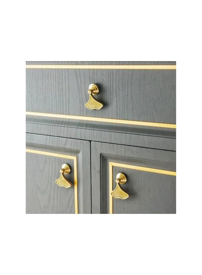 The Bros Gold Color Bronze Alloy Knobs, Kitchen Cupboard Drawer Pulls Kitchen Wardrobe Furniture Handles (6pcs, Ginkgo-Leaf) - Image 2