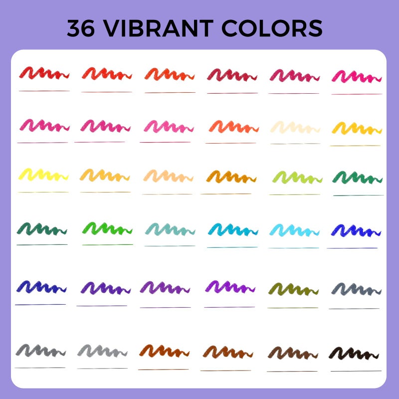Artecho 36 Dual Tip Brush Pens，Colouring Pens brush pens for Adult，Colouring Books，Calligraphy，Drawing，Sketching, nylon tip for Artists，Beginners - Image 2