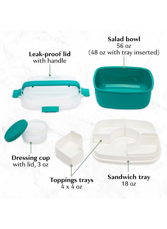 Goodful Stackable Lunch Box Container, Bento Style Food Storage with Removeable Compartments for Sandwich, Snacks, Toppings & Dressing, Leak-Proof and Made without BPA, 56-Ounce, Teal - Image 4