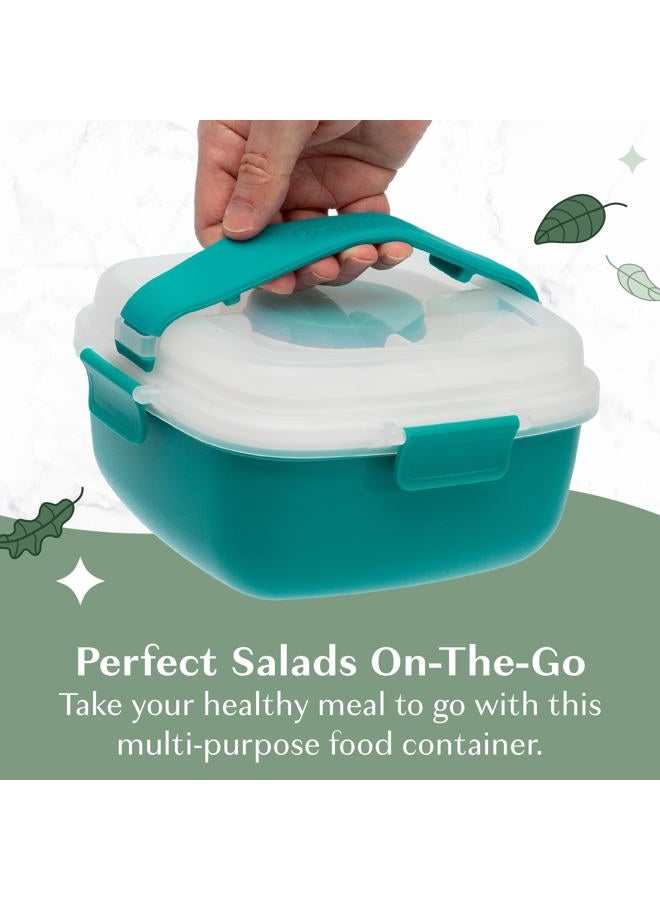 Goodful Stackable Lunch Box Container, Bento Style Food Storage with Removeable Compartments for Sandwich, Snacks, Toppings & Dressing, Leak-Proof and Made without BPA, 56-Ounce, Teal - Image 3