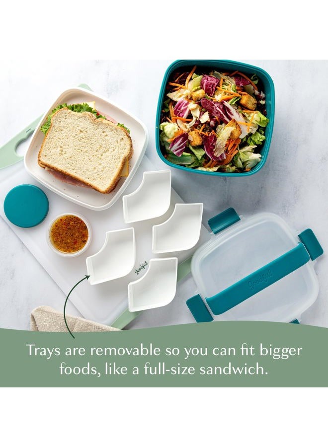 Goodful Stackable Lunch Box Container, Bento Style Food Storage with Removeable Compartments for Sandwich, Snacks, Toppings & Dressing, Leak-Proof and Made without BPA, 56-Ounce, Teal - Image 5