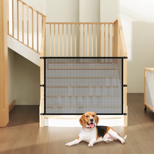 Upitry Dog Pet Mesh Gate Stairs Baby Safety Barrier Gates for Stairway No Drilling Puppy Gates for Indoor Banister to Banister Baby Gates for Stairs - Image 1