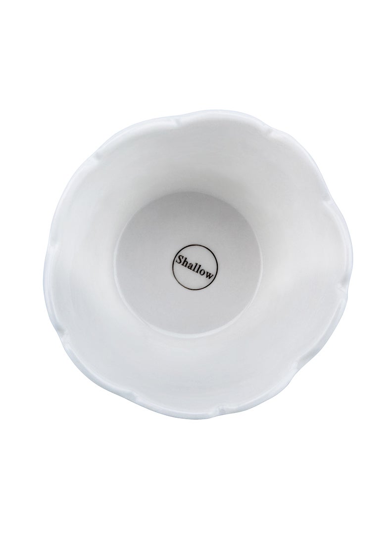 Shallow Porcelain Ceramic Serving Bowl - 9x4.5cm, White - Image 3
