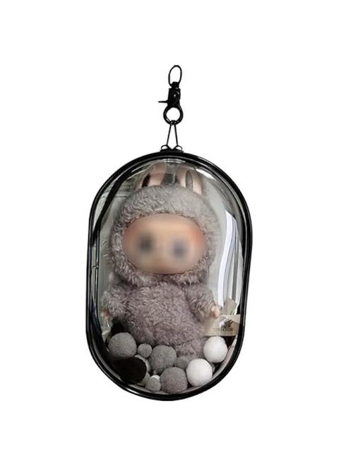 Protective Case Clear Display Bag with Keychain, Color Ball: PVC Transparent Case for Hanging Walking Models (Doll Excluded, Generation Erect) Black
