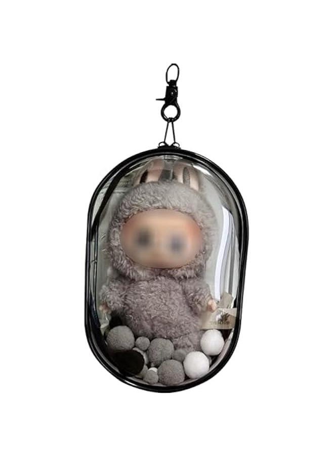 Arabest Protective Case Clear Display Bag with Keychain, Color Ball: PVC Transparent Case for Hanging Walking Models (Doll Excluded, Generation Erect) Black  - Image 1