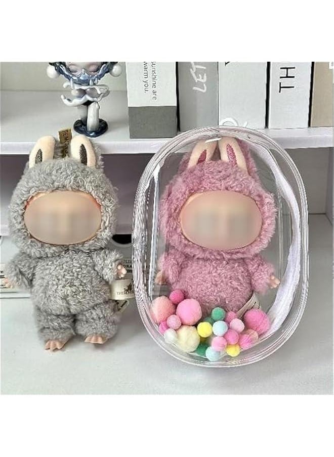 Arabest Protective Case Clear Display Bag with Keychain, Color Ball: PVC Transparent Case for Hanging Walking Models (Doll Excluded, Generation Erect) Black  - Image 3
