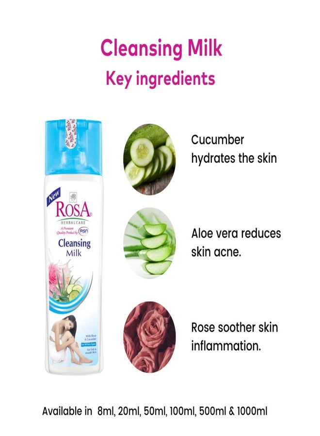 ROSA Cleansing Milk with Rose and Cucumber I Make up Remover I unisex, Pack of 1-1000 ml Each - Image 5