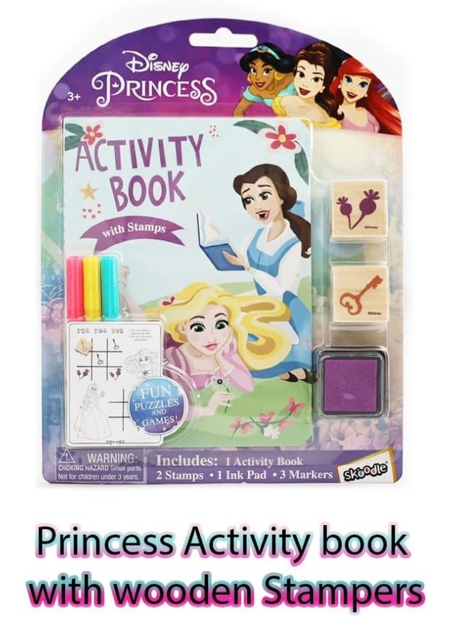 SKOODLE Disney Activity Coloring Book with Stamps & Markers Kids Painting kit Educational Toys for 3-6 Boys & Girls Birthday Gifts School Craft Activities (Princess) - Image 2