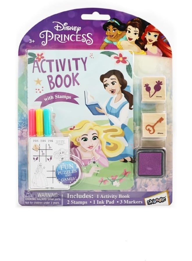 SKOODLE Disney Activity Coloring Book with Stamps & Markers Kids Painting kit Educational Toys for 3-6 Boys & Girls Birthday Gifts School Craft Activities (Princess) - Image 1