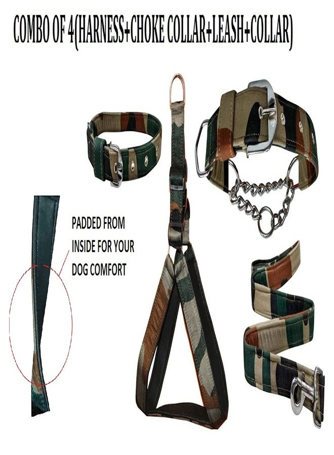 Hachiko:-Imported Best Dog Body Belt Harness+Collar+Choke Collar+Leash(Combo of 4) (Large, Army) - Image 2