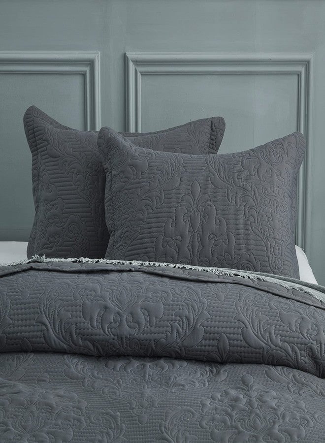 CHIXIN طقم أغطية وسائد قياسية من الألياف الدقيقة من تشيكسين، قطعتان - أغطية وسائد مزخرفة - رمادي داكن - المقاس (20 بوصة × 26 بوصة) - Image 2