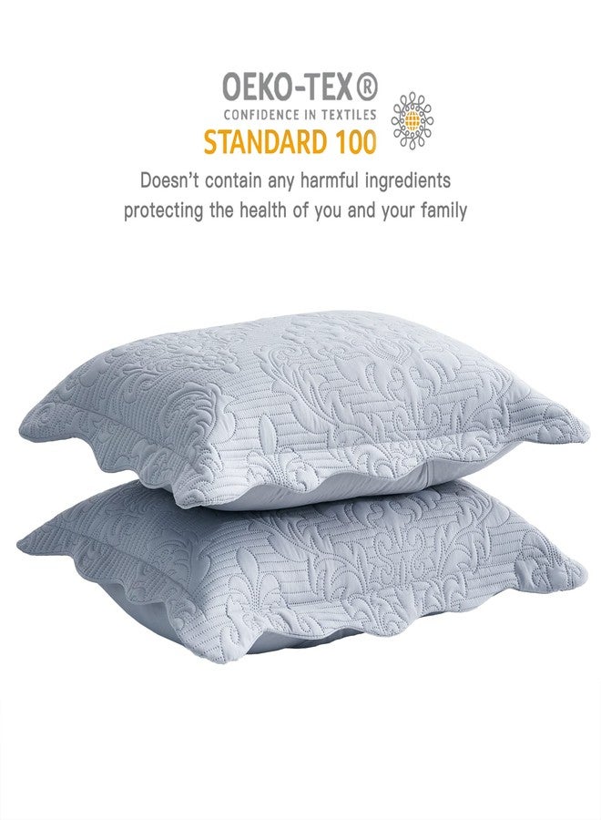 CHIXIN طقم أغطية وسائد قياسية من الألياف الدقيقة من تشيكسين، قطعتان - أغطية وسائد مزخرفة - رمادي داكن - المقاس (20 بوصة × 26 بوصة) - Image 5