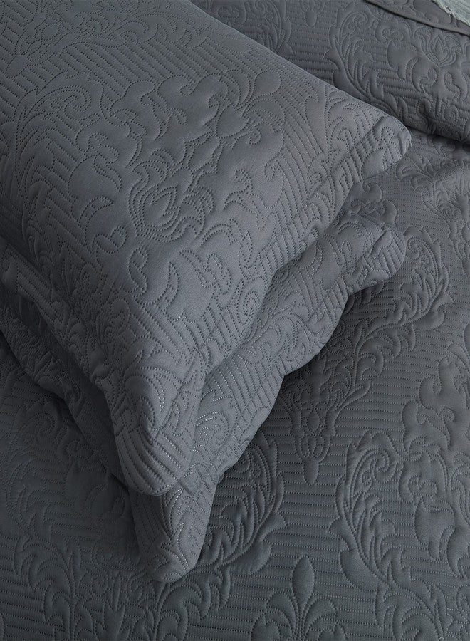 CHIXIN طقم أغطية وسائد قياسية من الألياف الدقيقة من تشيكسين، قطعتان - أغطية وسائد مزخرفة - رمادي داكن - المقاس (20 بوصة × 26 بوصة) - Image 4