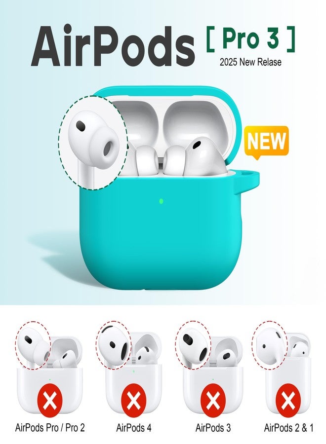 R-fun جراب R-fun لسماعات AirPods Pro 3 (2025)، غطاء حماية من السيليكون الناعم متوافق مع سماعات Apple AirPods Pro من الجيل الثالث (كابل USB-C) للرجال والنساء، مع طقم تنظيف وسلسلة مفاتيح، لون أزرق مخضر - Image 2