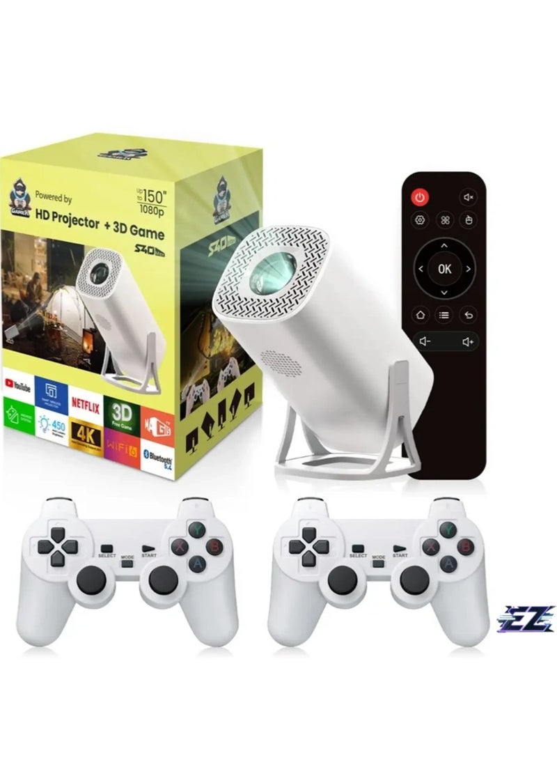 ELTRAZONE S40 Max 2-in-1 Smart Projector and Gaming Console – 4K HD Video, Android 11, WiFi 6, Bluetooth 5.0, Home Theater Projector with US Plug  - Image 1