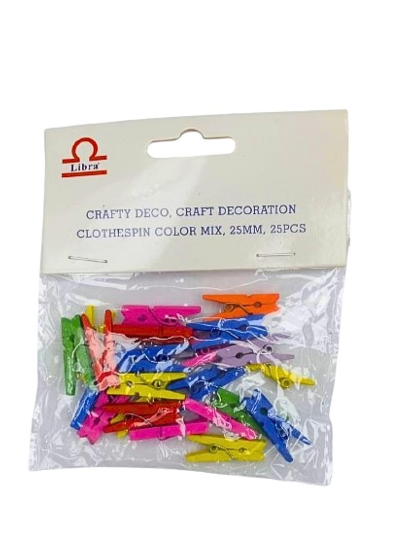 Libra CRAFTY DECO CRAFT DECORATION CLOTHESPIN COLOR 25MM 25PCS - Image 3